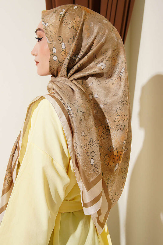 120 cm Bloemdetail Zachte Sjaal Beige