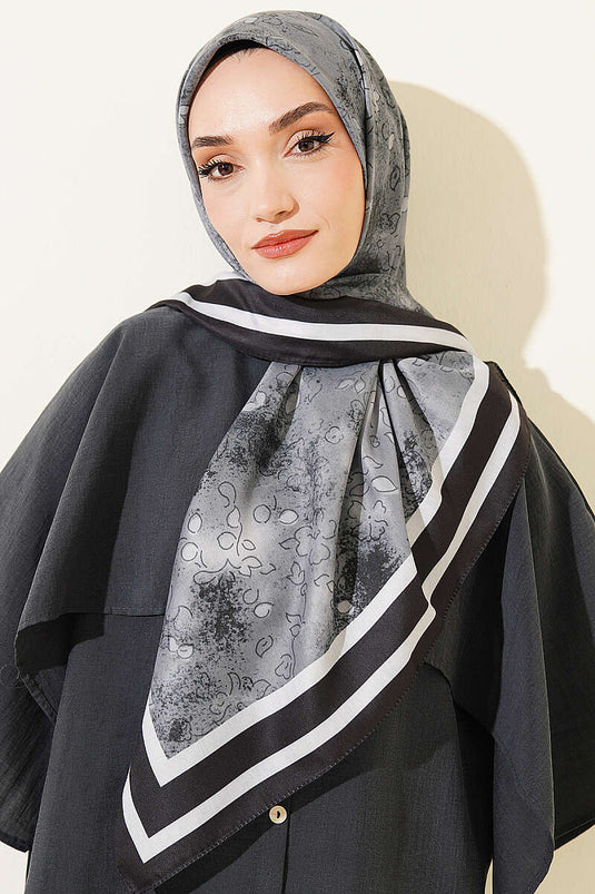 شال ناعم بتفاصيل زهور 120 سم أسود