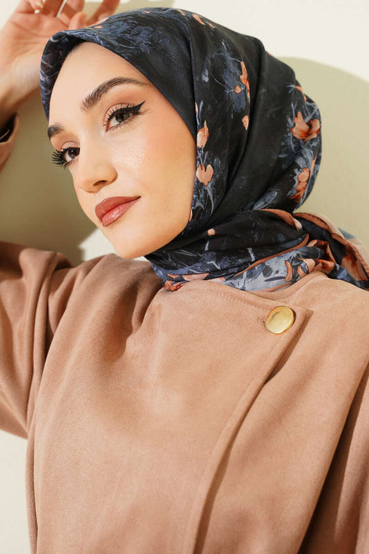 120 cm Floral Soft Scarf Camel