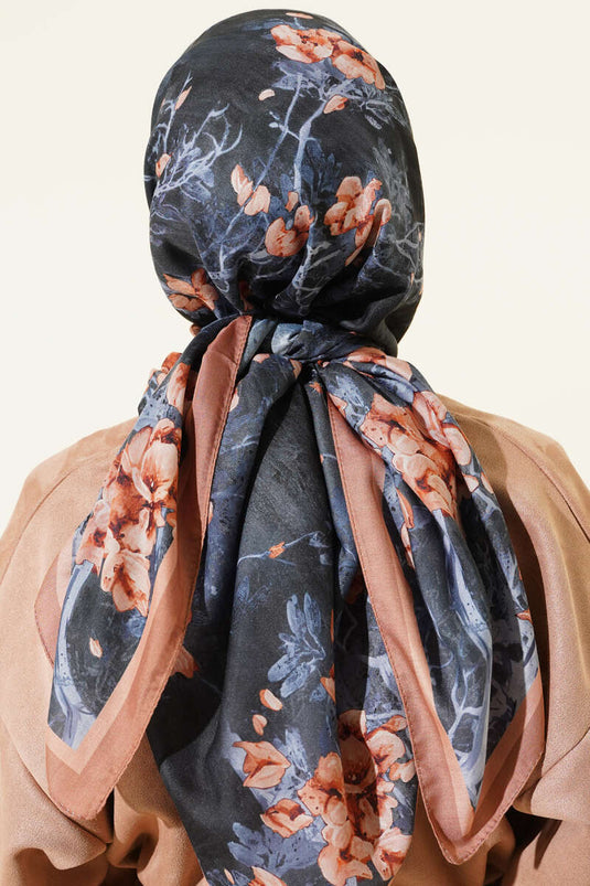 120 cm Floral Soft Scarf Camel