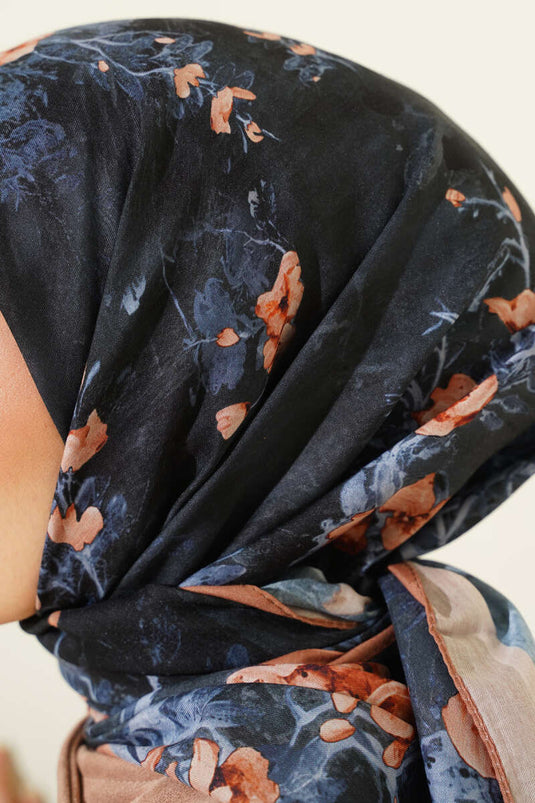 120 cm Floral Soft Scarf Camel