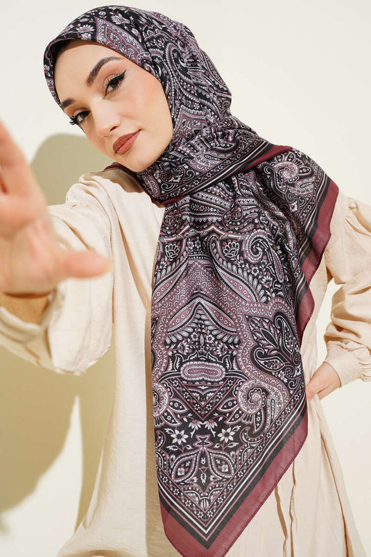 120 cm Ethnic Pattern Scarf Burgundy