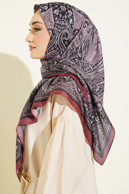 120 cm Ethnic Pattern Scarf Burgundy