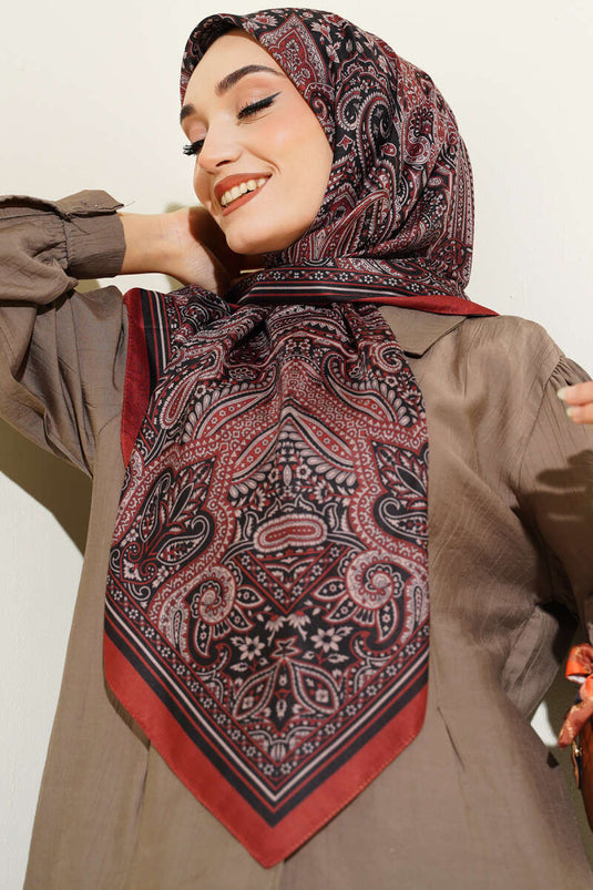 120 cm Ethnic Pattern Scarf Brick Red