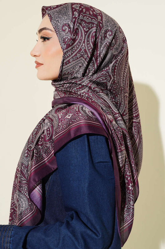 120 cm Ethnic Pattern Scarf Plum