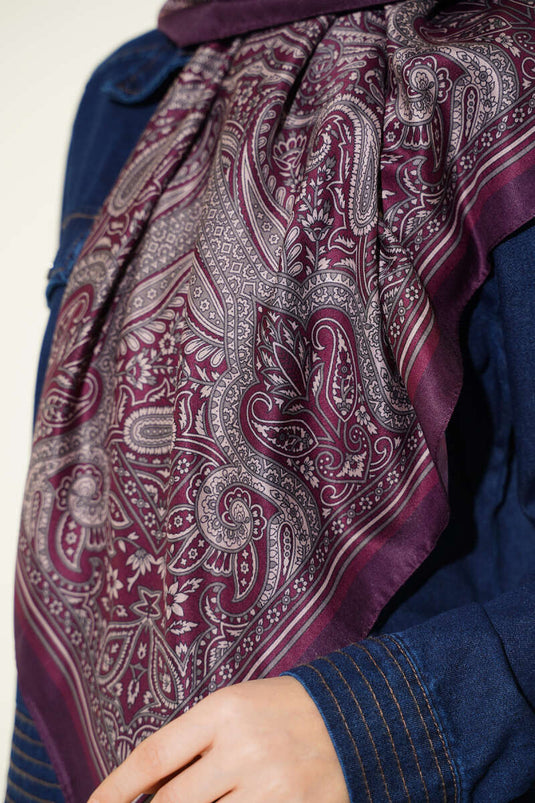 120 cm Ethnic Pattern Scarf Plum