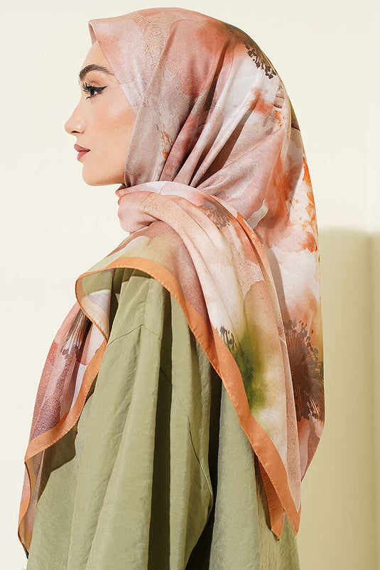 120 cm Flower Desen Eşarp Camel