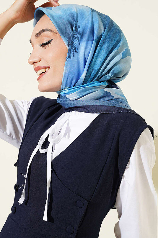 120 cm Flower Desen Eşarp Saks