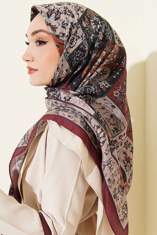 120 cm Motief Patroon Sjaal Bordeaux