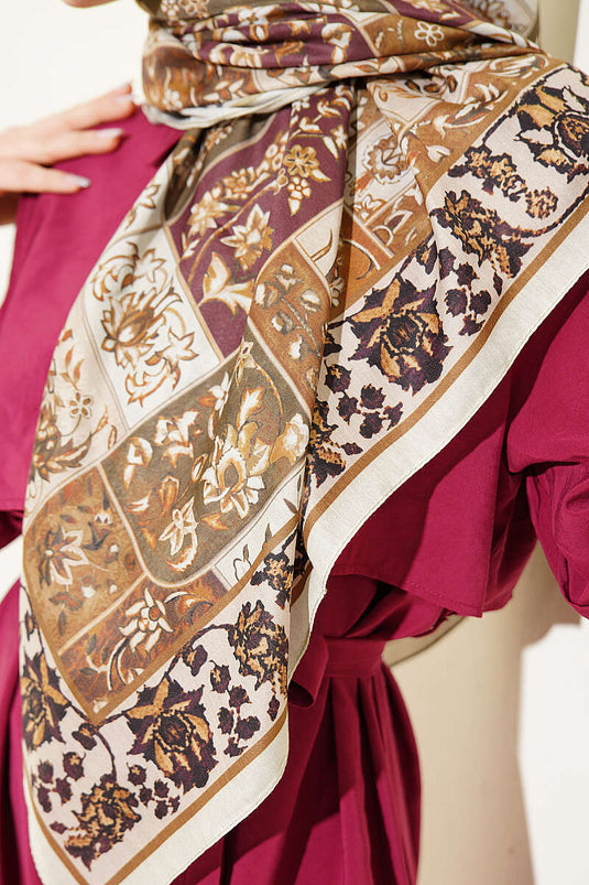 120 cm Motif Desenli Eşarp Su Yeşili