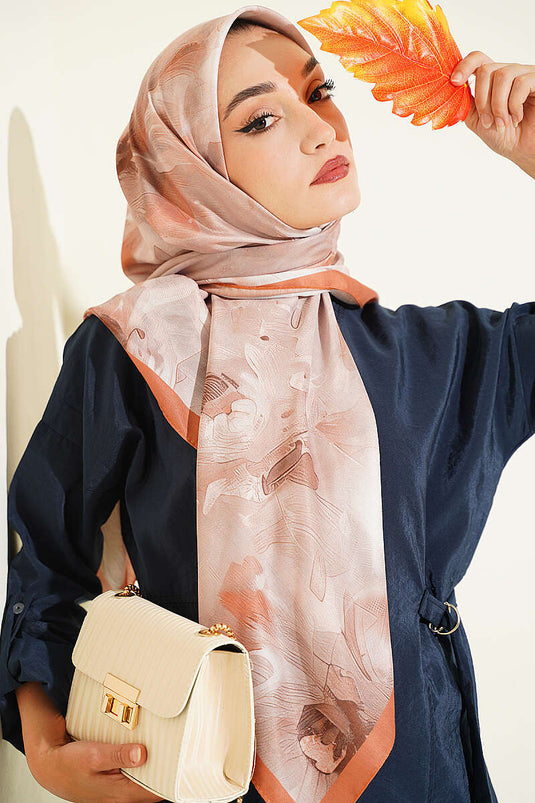 120 Cm Pastell Blumen Schal Camel