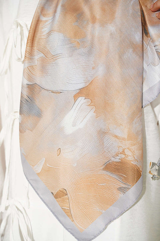 120 Cm Pastel Floral Scarf Grey