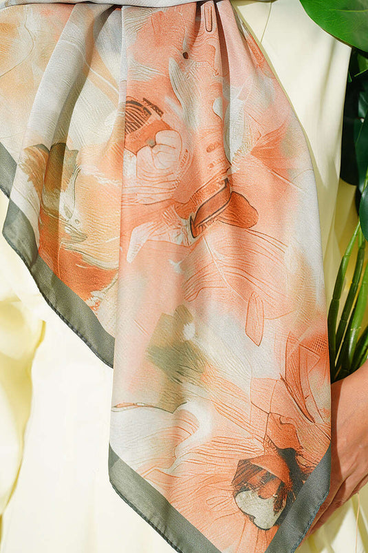 120 Cm Pastel Floral Scarf Emerald