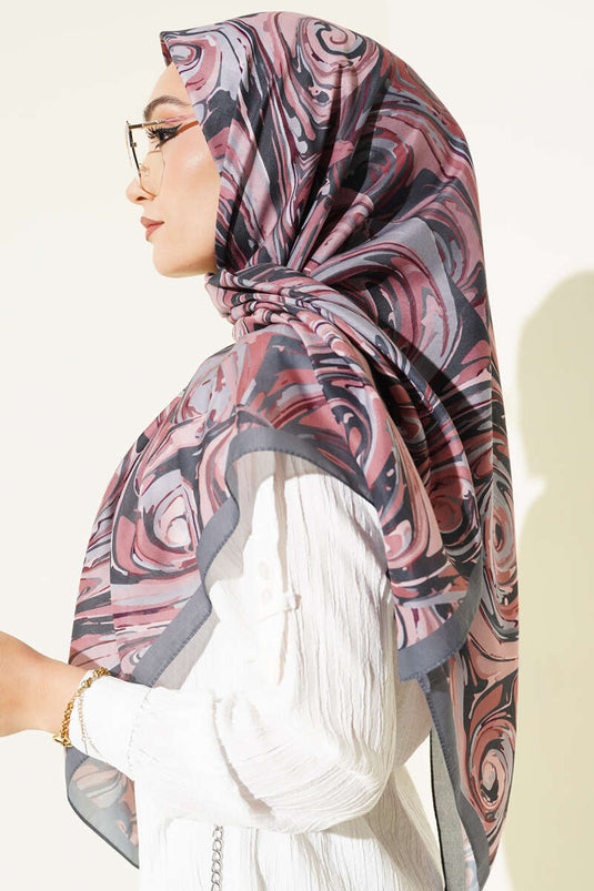 120 cm Twisted Multicolored Scarf Smoke Gray