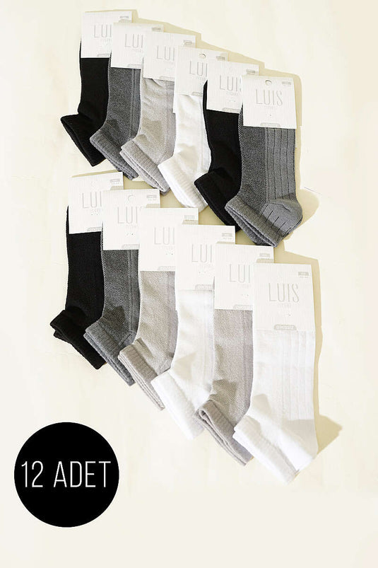 Lot de 12 chaussettes invisibles pour homme assorties 1