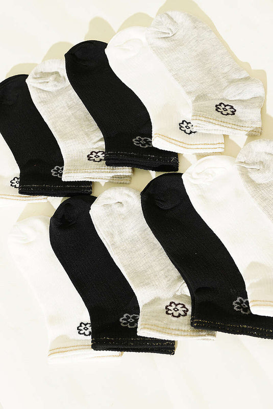 12 جوارب نسائية بنقوش متنوعة مجموعة مختلطة 11