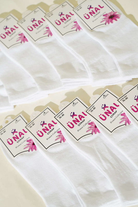 12-Pack Women's Patterned Ankle Socks White