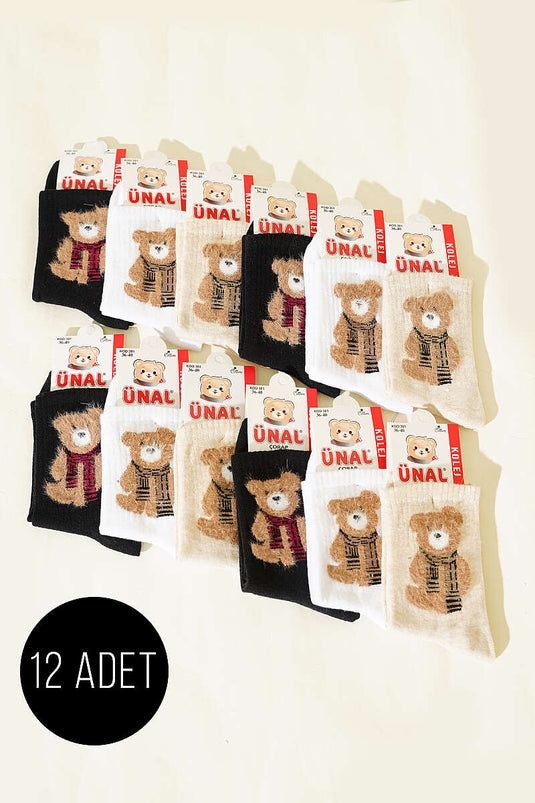 12-Pack Women's Patterned Soft College Socks Assorted 1