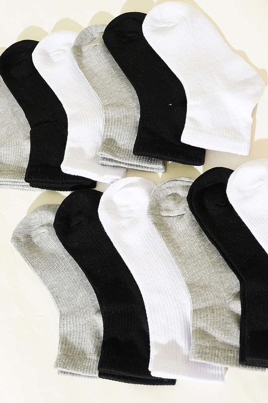 12-Pack Women's Ribbed Cuff Socks Assorted 1