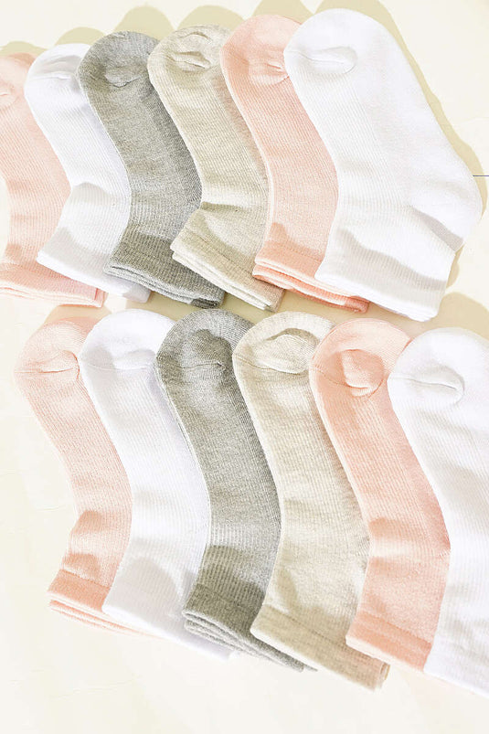 12-Pack Women's Ribbed Cuff Socks Assorted 2
