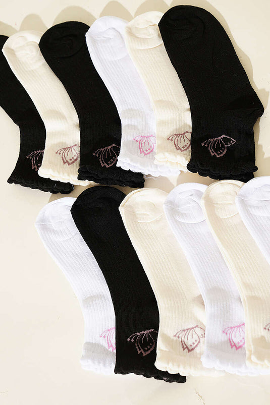 12-Pack Women's Short Cuff Socks Assorted 1