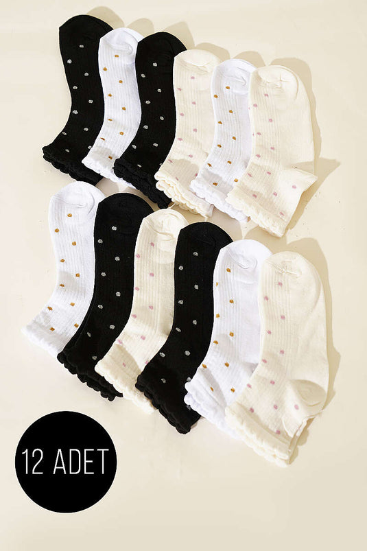 12-Pack Women's Short Cuff Socks Assorted 4
