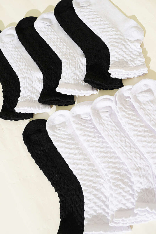 Lot de 12 paires de chaussettes femme mi-mollet assorties 1