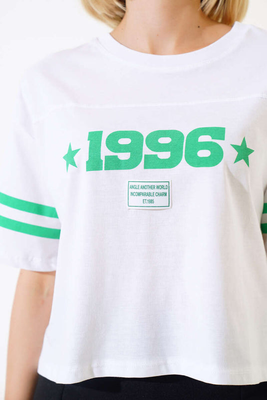 1996 Baskılı T-shirt Beyaz