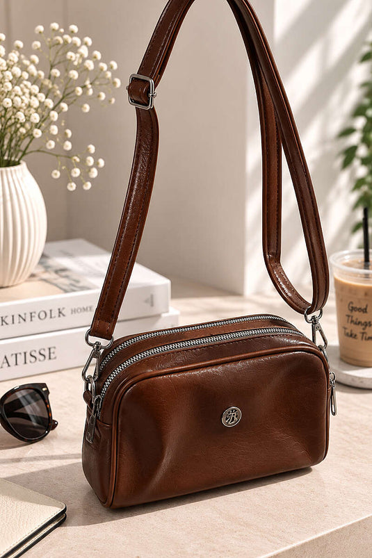 Zweifach-Geteilte Rucksack Tasche Hellbraun