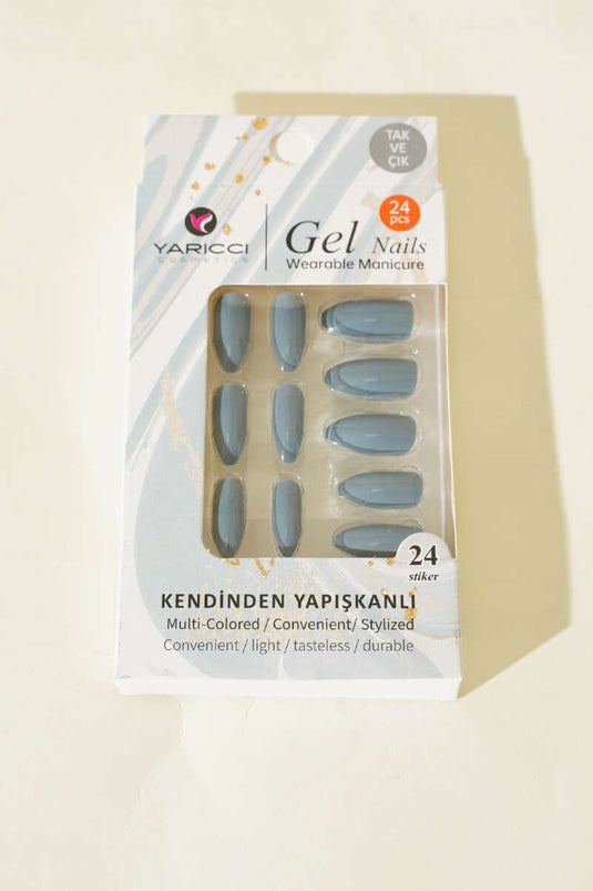 24er-Packung selbstklebende künstliche Fingernägel, Rauchgrau