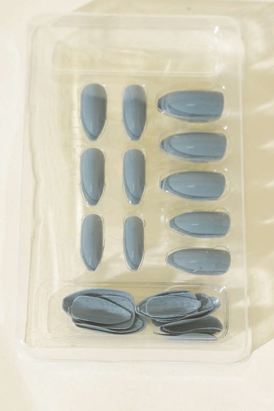 24er-Packung selbstklebende künstliche Fingernägel, Rauchgrau