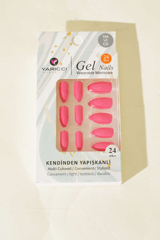 24er-Packung selbstklebende künstliche Fingernägel, Fuchsia