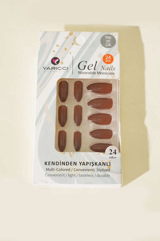 24er-Packung selbstklebende künstliche Fingernägel, braun