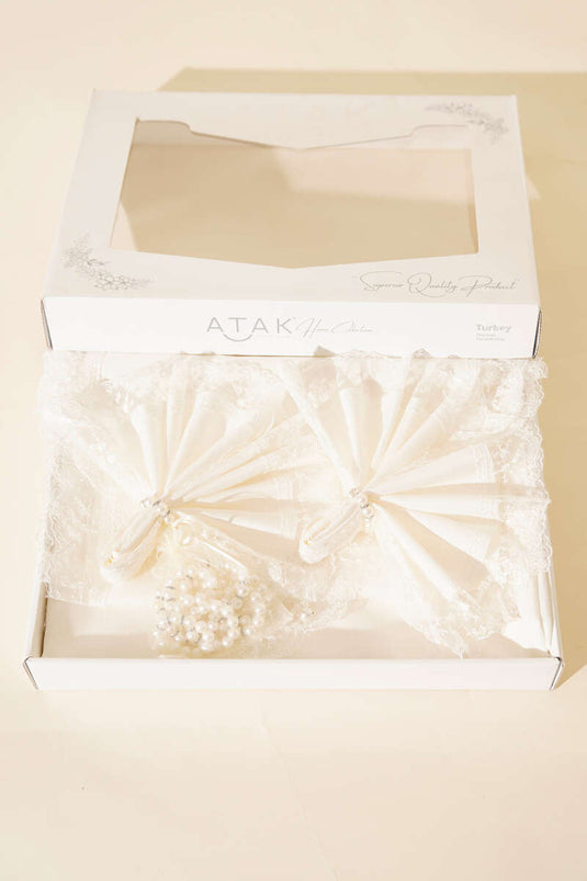 Service de table en dentelle 26 pièces, écru