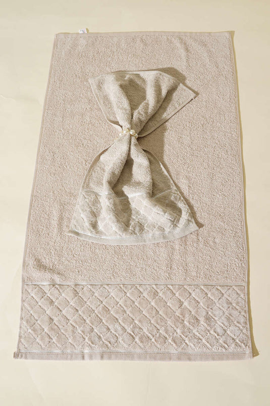 Ensemble de serviettes mère-fille 2 pièces, beige