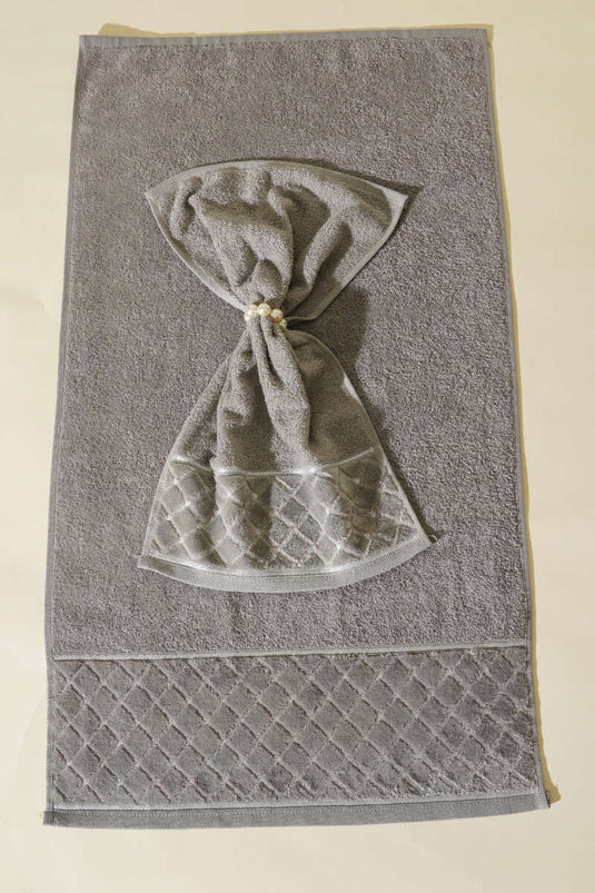 2-Piece Mother and Daughter Towel Set Gray