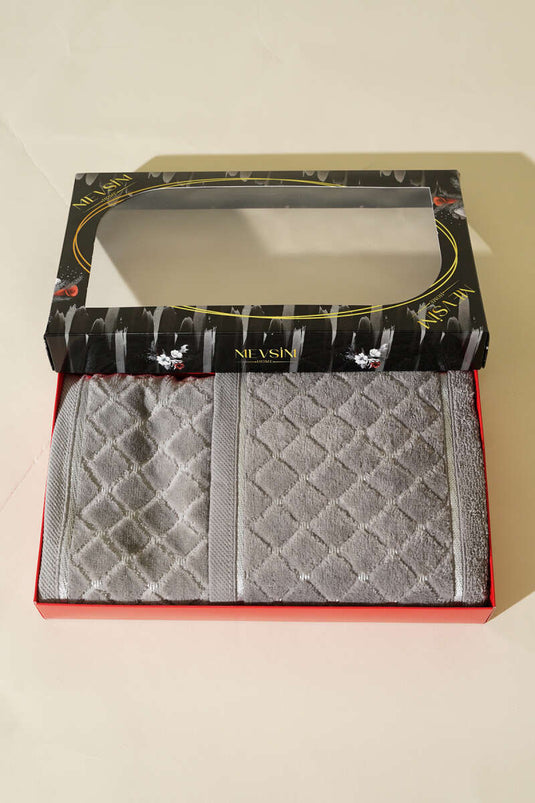 2-Piece Mother and Daughter Towel Set Gray