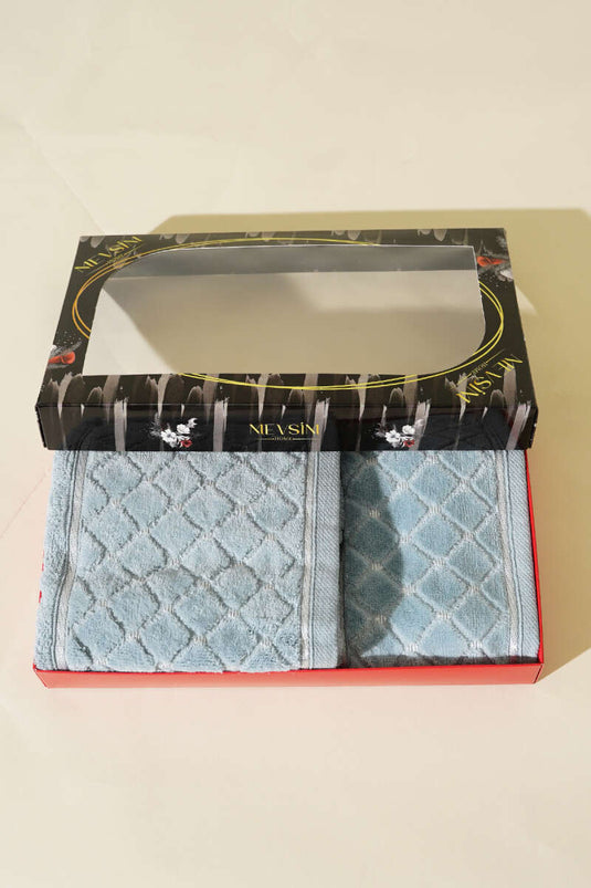 Ensemble de serviettes mère-fille 2 pièces, bleu