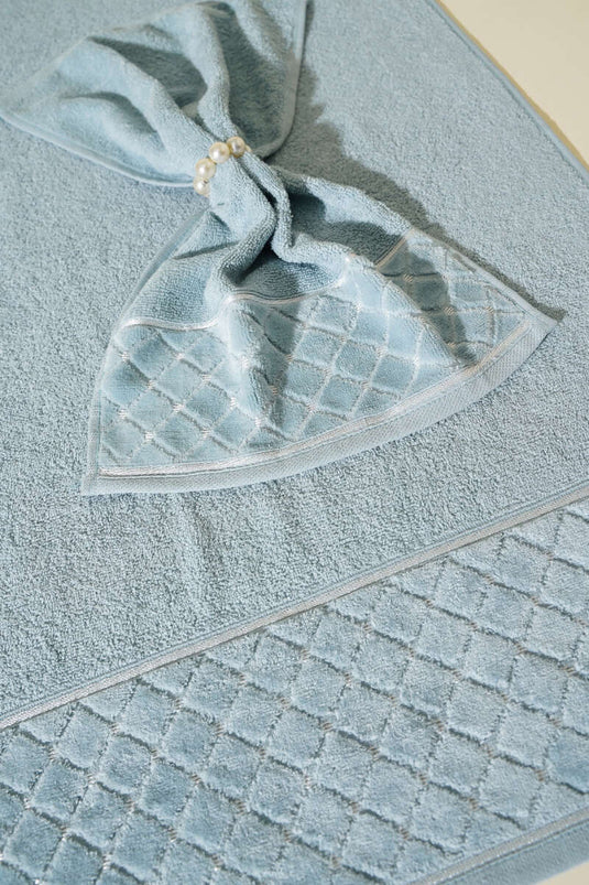 طقم مناشف مكون من قطعتين للأم وابنتها، أزرق