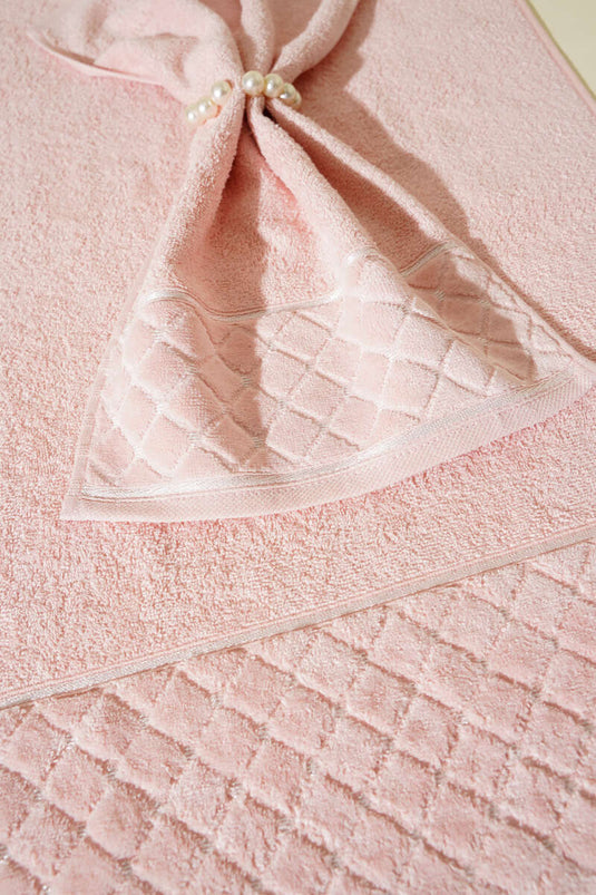 2-Piece Mother and Daughter Towel Set Powder Pink