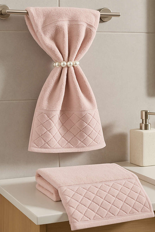 2-Piece Mother and Daughter Towel Set Powder Pink