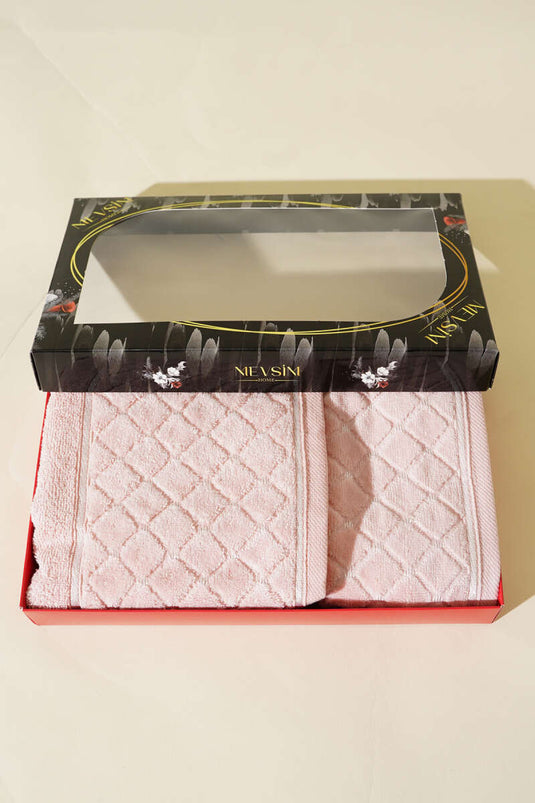 Ensemble de serviettes mère-fille 2 pièces, rose poudré