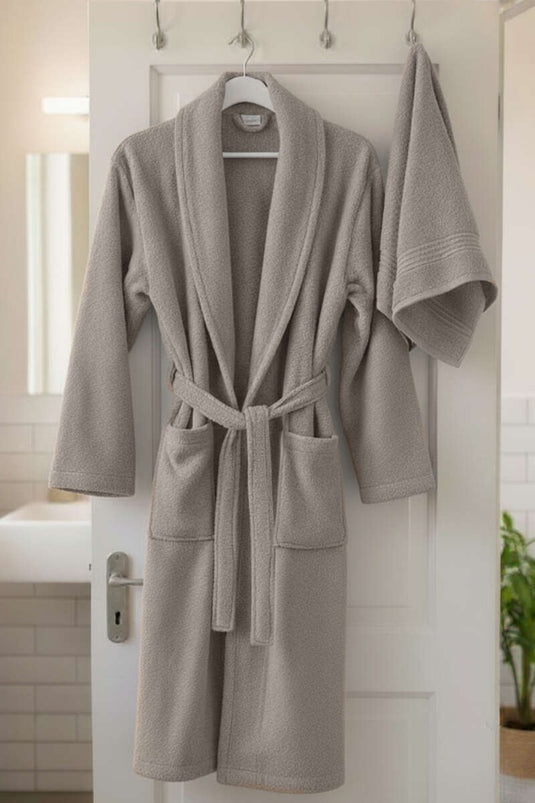 2-piece Bathrobe and Towel Set Beige