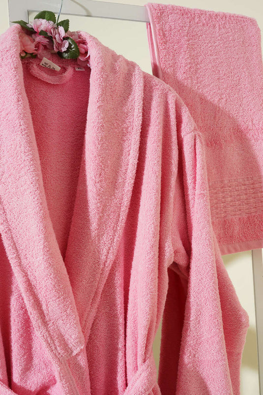 2'li Bornoz ve Havlu Takım Pembe