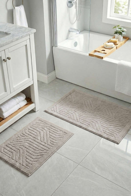 Ensemble de toilettes de luxe beige à reliefs, lot de 2