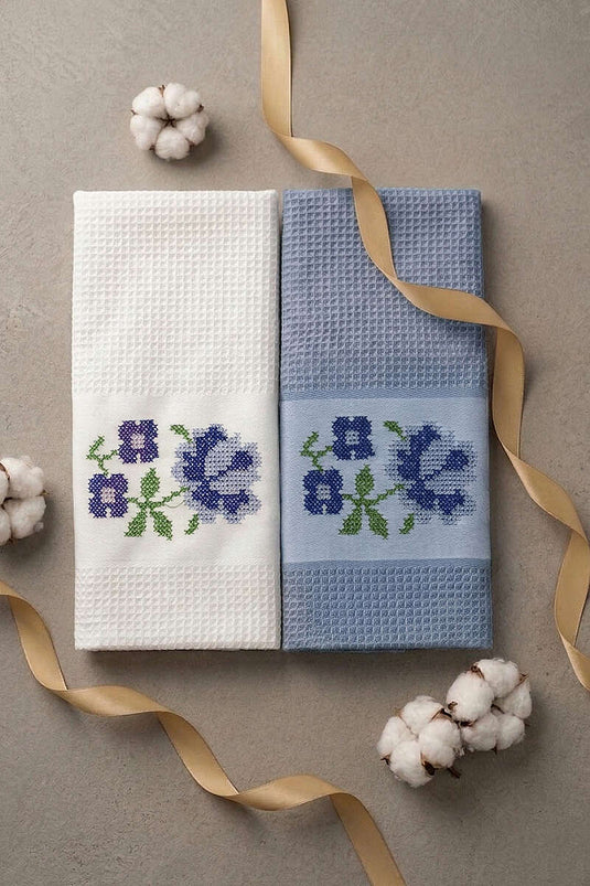2-teiliges Handtuch-Set mit Rosenmotiv, gemischt, 3