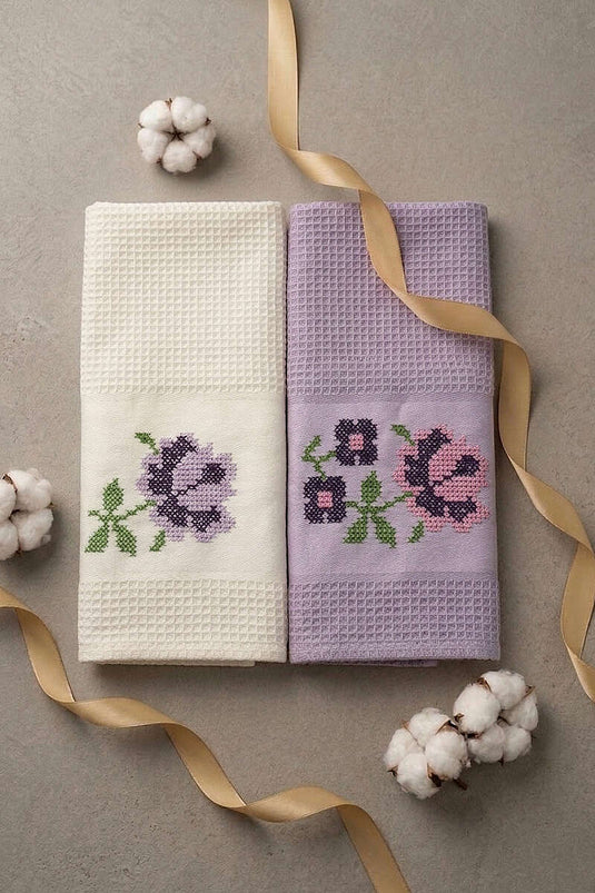 2-Delige Rozenmotief Handdoekset In Doos - Assorti 7