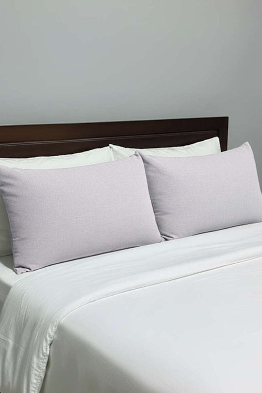 Set of 2 Polycotton Pillow Covers Light Gray