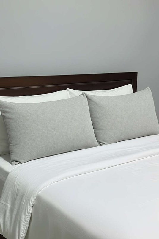 Ensemble De 2 Taies D'oreiller En Polycoton Gris
