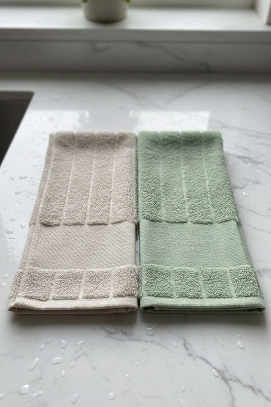 Set of 2 Striped Kitchen Towels Assorted 7